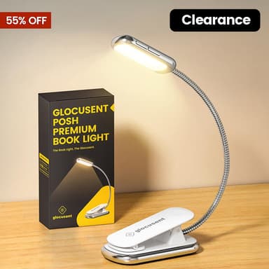 Glocusent Posh Premium Book Light for Reading in Bed with Timer U.S. Only