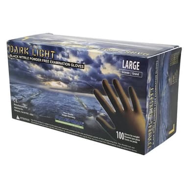 Dark Light Black Nitrile Gloves - Exam Grade, Powder Free (9 Mil)- 20 CASES (BULK)