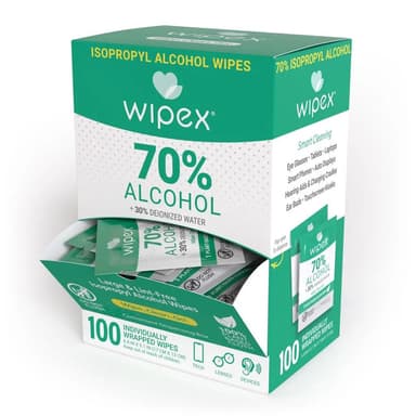 70% IPA Alcohol Wipes – Single Sachet | 100ct Dispenser Box