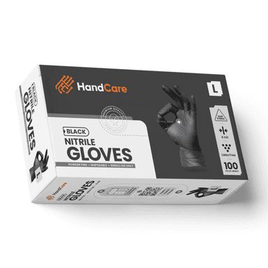 HandCare Black Nitrile Gloves - Exam Grade, Powder Free (4 Mil) - 50 cases (BULK)