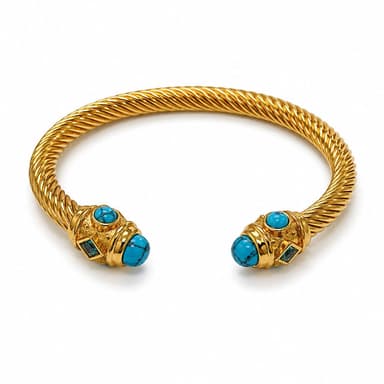 Gold Twisted Turquoise Cable Cuff Bracelet