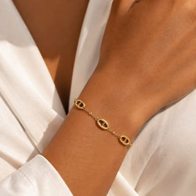 Gold Oval Mariner Link Bracelet