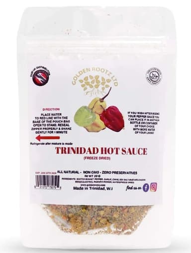 Trinidad Hot sauce just add water to rehydrate