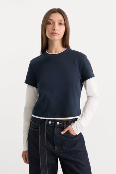 THE COMBO LAYERED TEE | NAVY WITH CHALK
