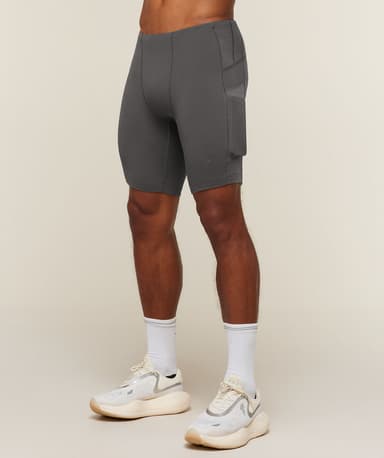 Gymshark Running Elite 7 Pocket Half Tights - Onyx Grey