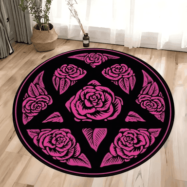 Occult Pentagram Round Rug for Gothic Room Decor