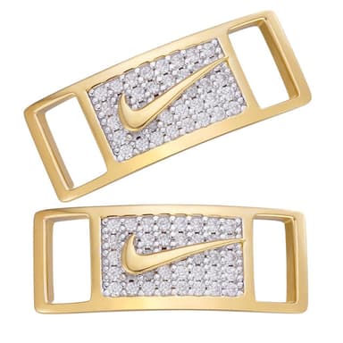 MOISSANITE Iced Out Checkmark Lace Locks - 14k Gold Vermeil Over 925 Silver - Great For All Sneakers: Nike Air Force 1, Jordans, & More