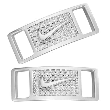 MOISSANITE Iced Out Checkmark Lace Locks - 925 Silver - Great For All Sneakers: Nike Air Force 1, Jordans, & More