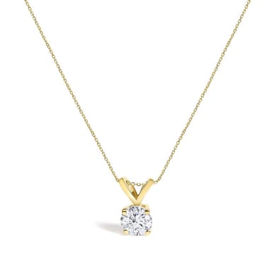 14K Gold Lab Grown Diamond Round Solitaire Pendant Necklace