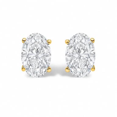14K Gold Lab Grown Oval Solitaire Diamond Stud Earrings