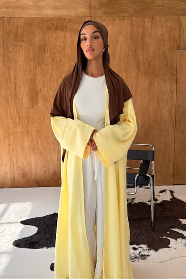 Butter Yellow Open Abaya