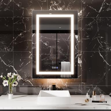 LED Medicine Cabinet with Right-Swing Door, Anti-Fog Mirror, Dimmable Lighting & Built-In Outlets 24" x 36"