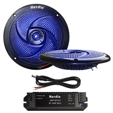 Herdio 6.5" Bluetooth Marine Speakers 240W | Slim LED 2-Pack