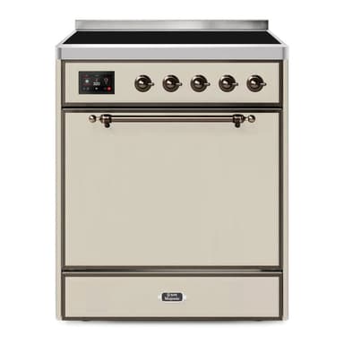 ILVE UMI30QNE3AWB Majestic II 30 inch Induction Range with 4 Elements, 4 cu. ft. Oven Capacity (Solid Door, Antique White, Burnished)