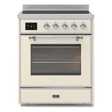 ILVE UMI30NE3AWC Majestic II 30 inch Induction Range with 4 Elements, 4 cu. ft. Oven Capacity (Triple Glass Door, Antique White, Chrome)