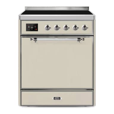 ILVE UMI30QNE3AWC Majestic II 30 inch Induction Range with 4 Elements, 4 cu. ft. Oven Capacity (Solid Door, Antique White, Chrome)