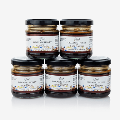 Organic Raw Cacao Honey – 120g Small Jar Bundle (5 & 10 Pack)