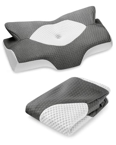 Elviros Cervical Memory Foam Pillowcase (No Filler) (Dark Grey)