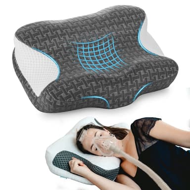 Elviros CPAP Adjustable Height Neck Support Memory Foam Bed Pillow 23.6"(H) X 16.3"(W) X 4.1/3.2"(H), New Upgraded Insert
