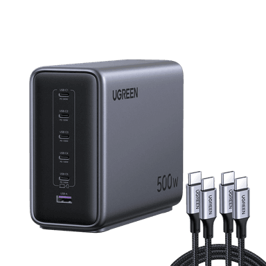 UGREEN 500W Charger + 100W USB-C Cable 2-Pack