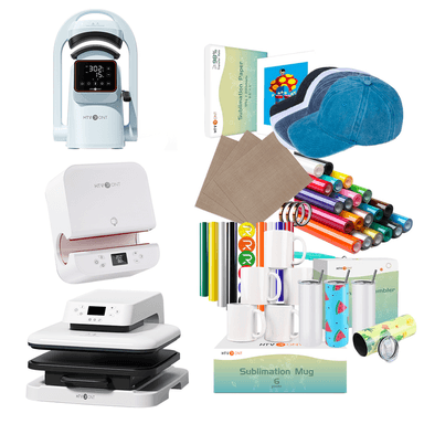 [All-in-One Bundle] HTVRONT Auto Heat Press + HTVRONT Tumbler Heat Press + HTVRONT A300 Auto Hat Heat Press + Accessories Bundle