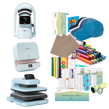 [All-in-One Bundle] HTVRONT Auto Heat Press 2 + HTVRONT Tumbler Heat Press + HTVRONT A300 Hat Heat Press + Accessories Bundle