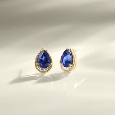Pear Blue Sapphire and Diamond Studs
