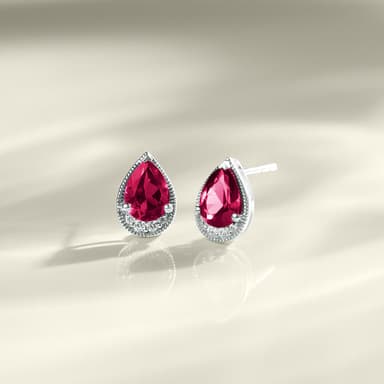 Pear Gemstone & Diamond Studs
