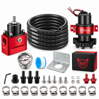 EVIL ENERGY Carburetor Fuel System Kit, 12V Pump, 4.5-9 PSI Regulator, 20FT NBR/PTFE Fuel Line