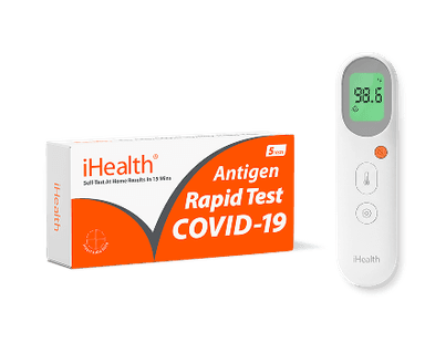 COVID Test Kit (5 Tests) and PT9S No-Touch Thermometer Bundle