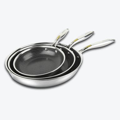Hybrid Stainless Steel Non Stick Frying Pan 8" 10“ & 12" with Honeycomb Ceramic Surface