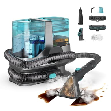 Steam Carpet Cleaner with 18KPa Deep Steam Cleaning, Portable Upholstery Cleaner Machine for Kitchen, Sofa, Pets Stains, Carpet, Car, with 10 Pcs Steam Cleaning