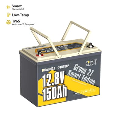 Power Queen 12V 150Ah Group 27 Deep Cycle LiFePO4 Battery