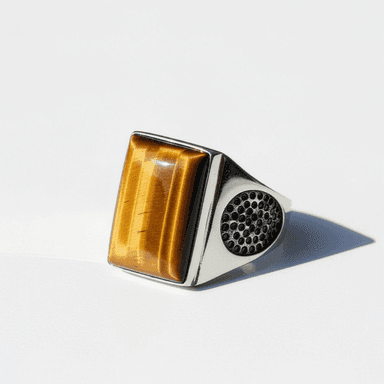 Natural Tiger's Eye Statement Ring Solid 925 Silver Band