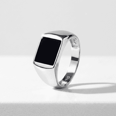 Black Onyx Men's Signet Ring Minimalist Jewelry