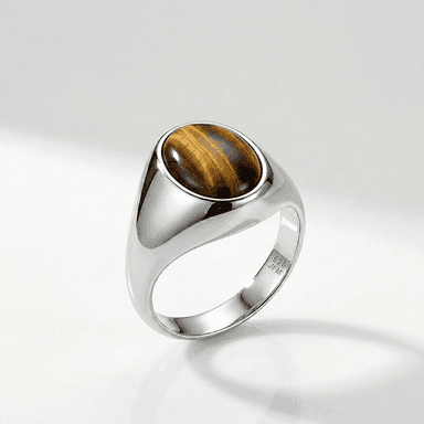 Tiger's Eye Men's Signet Ring in 925 Sterling Silver
