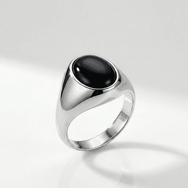 Black Onyx Signet Ring for Men in Solid 925 Silver