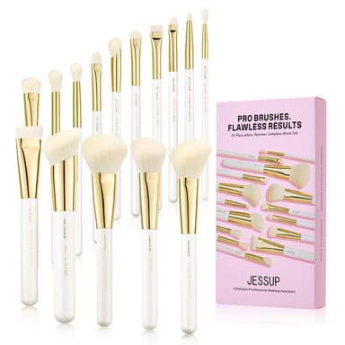 (Newest) White Shimmer Makeup Brush Collection