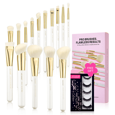 (Newest) White Shimmer Makeup Brush Collection