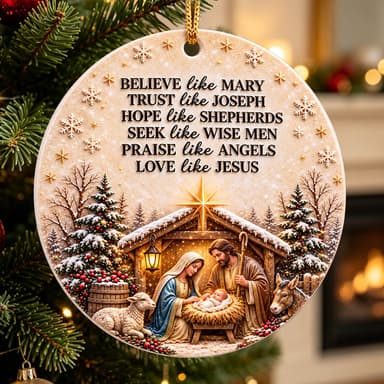 Love Like Jesus | Personalized 3D Relief Round Ceramic Ornament