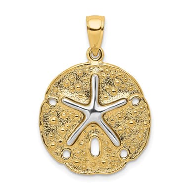 14K TWO TONE SAND DOLLAR W/ STARFISH PENDANT