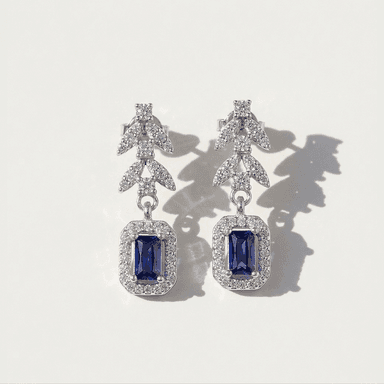 Statement Drop Earrings with Gemstone Halo