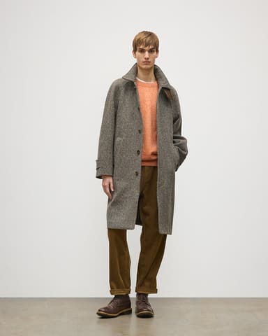 Balmacaan Rust & Petrol Herringbone Coat