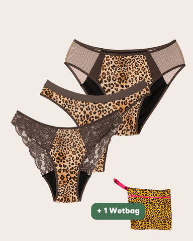 3er Set: Period Panty Leo + gratis Wetbag