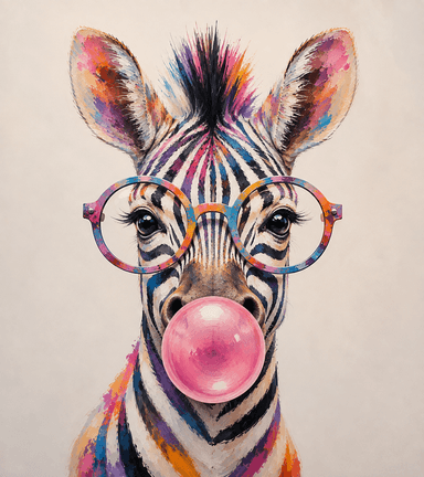 Zebra Blowing Bubblegum - Paint By Number Kit