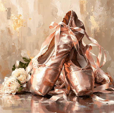 Ballet Pointe Shoes with Roses - Paint By Number Kit