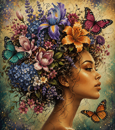 Butterfly Flower Crown Woman - Paint By Number Kit