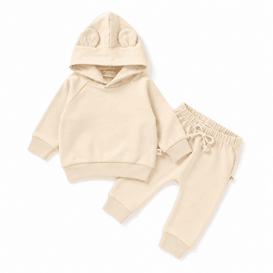 JBØRN Organic Cotton Baby Teddy Ears Hoodie & Joggers Set | Personalizable