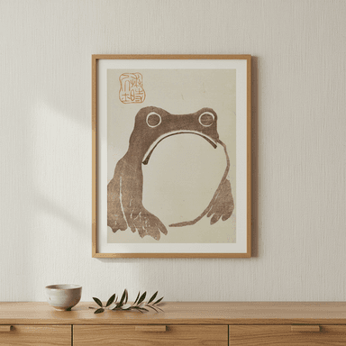 Matsumoto Hoji Grumpy Frog Print | Authentic 1814 Edo Period Japanese Woodblock Art | Minimalist Digital Download