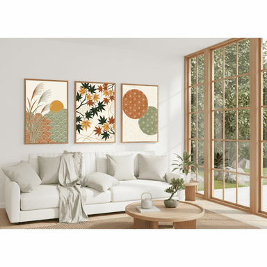 Aki Sanctuary Japandi Triptych Printable Art Set | 3-Piece Frame TV & High-Res Digital Download